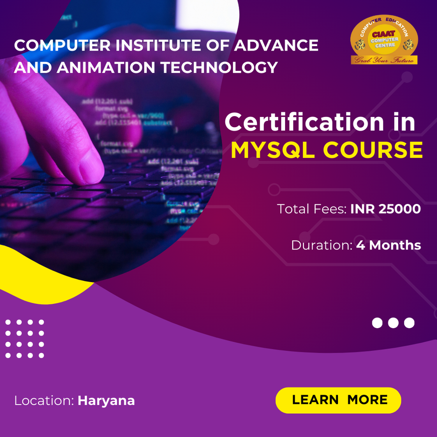 Certification in MySQL Course at Computer Institute of Advance & Animation Tech , Haryana - Other